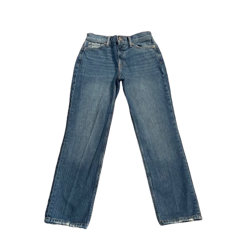Banana Republic Womans 25 Petite Light Wash High Rise Straight Leg Jeans 2021